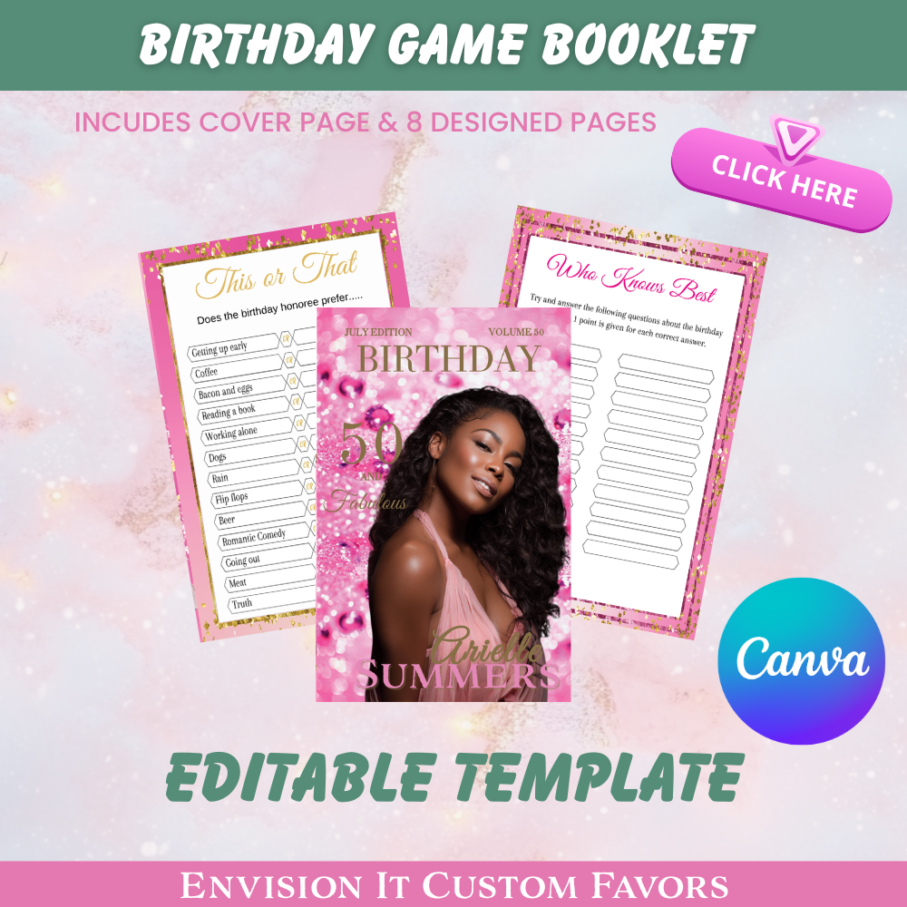 Pink Birthday Booklet (DIGITAL FILE)